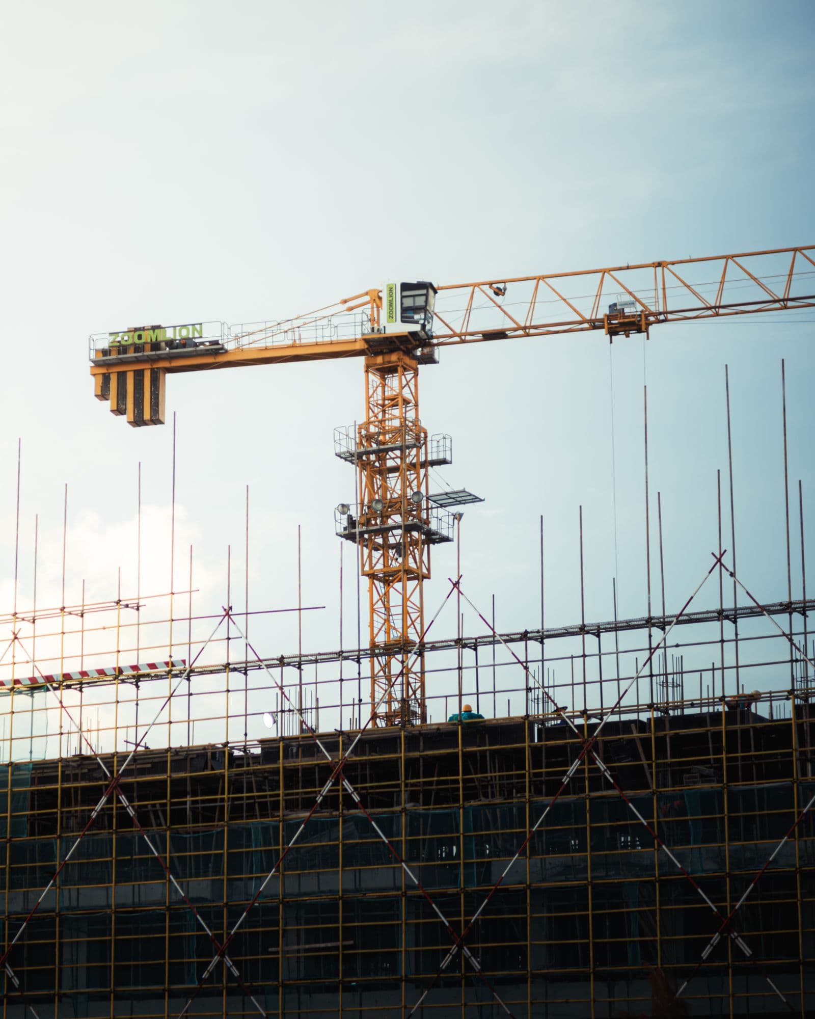Construction site with a tower crane